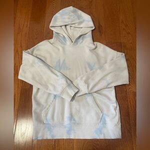 Teen White and Blue Tie-Dye Hoodie